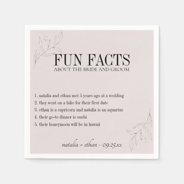 Fun Facts Modern Flora Personalised Napkin (Front)