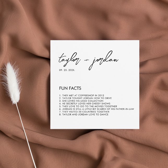 Fun facts Modern Script Wedding Party Napkins (Creator Uploaded)