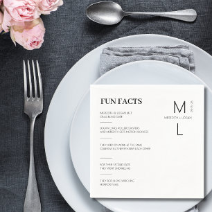 Fun Facts Monogrammed Wedding Napkins