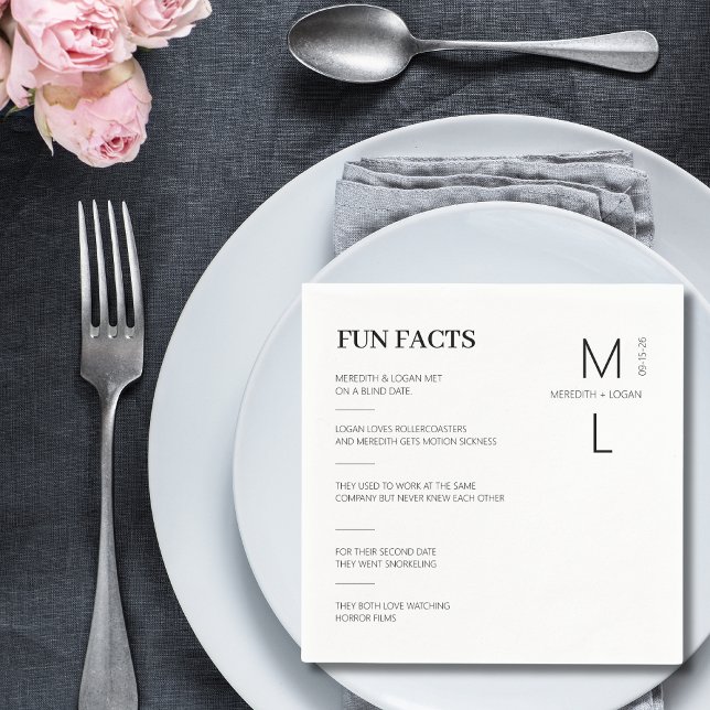 Fun Facts Monogrammed Wedding  Napkins (Creator Uploaded)