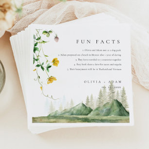 Fun Facts Mountain Forest Boho Wildflower Wedding Napkin