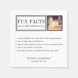 Fun Facts personalised napkins for birthdays