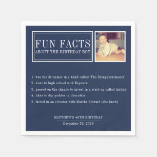 Fun Facts personalised napkins for birthdays