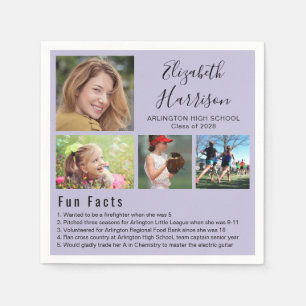 Fun Facts Photos Purple Graduation Napkins