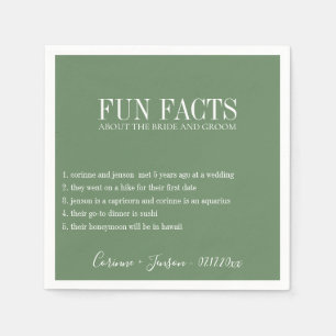 Fun Facts Sage Green Personalised Napkin