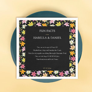 Fun Facts Tropical Floral Black Wedding Napkins