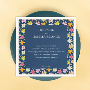 Fun Facts Tropical Floral Blue Wedding Napkins