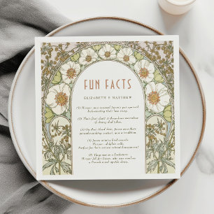 Fun Facts Vintage Art Nouveau Wedding Napkin
