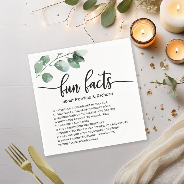 Fun Facts Wedding Elegant Greenery Napkin (Creator Uploaded)