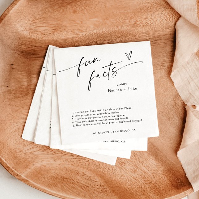 Fun Facts Wedding Napkins | Modern Minimalist (Creator Uploaded)