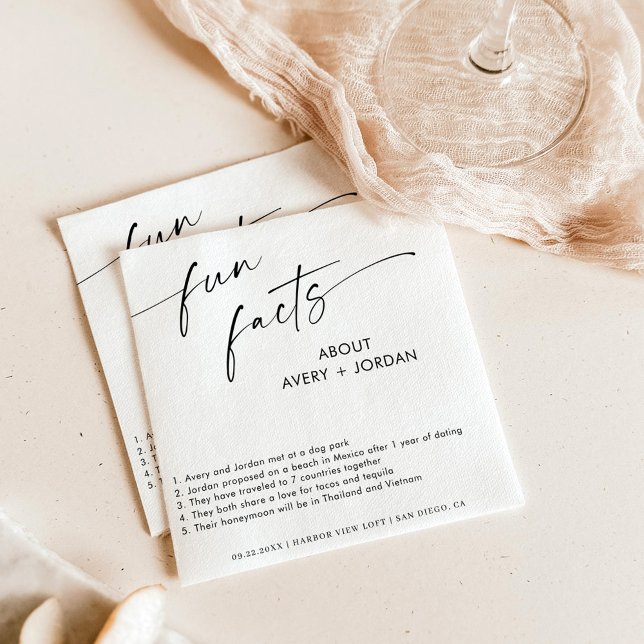 Fun Facts Wedding Napkins | Modern Minimalist (Creator Uploaded)