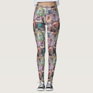 Fun Fairies Collage Fantasy Art Leggings