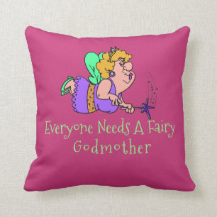 Fun Fairy Godmother & Fairy Godfather Throw Pillow