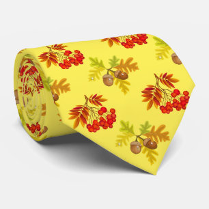 Fun Fall berries and acorns pattern tie