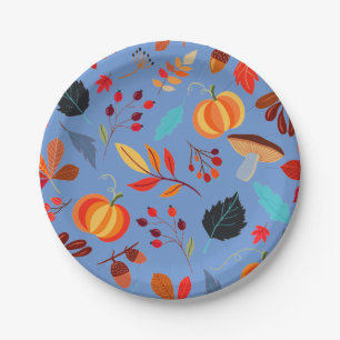 Fun fall harvest pattern paper plate