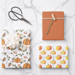Fun Fall Pumpkins Coordinated Wrapping Paper Sheet