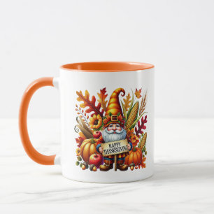 Fun Fall Seasonal gnome add monogram Thanksgiving Mug