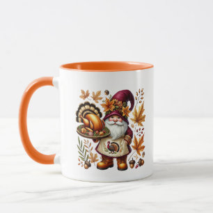 Fun Fall Seasonal gnome add monogram Thanksgiving Mug