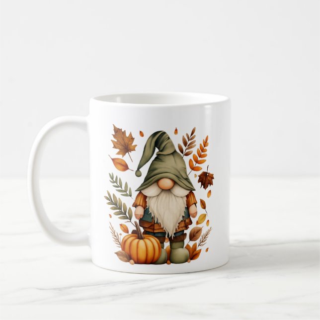 Fun Fall Seasonal gnome monogram  Coffee Mug (Left)