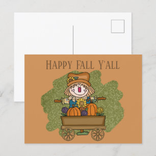 fun Fall Seasonal scarecrow add text Postcard