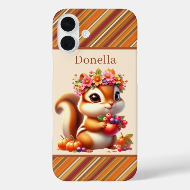 Fun Fall Seasonal squirrel add name  Case-Mate iPhone Case (Back)