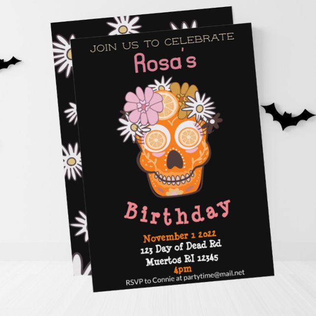 Fun Fall Sugar Skull Birthday  Invitation (Creator Uploaded)