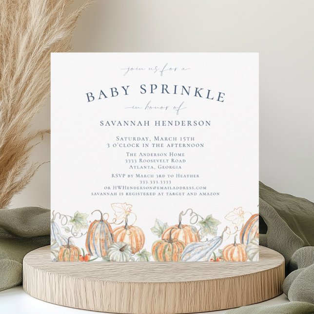 Fun Fall Watercolor Pumpkins Baby Sprinkle Invitation (Creator Uploaded)