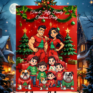 Fun Family Christmas Party Ugly Sweaters Pets Invitation