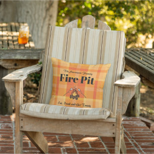 Fun Family Name Fire Pit Personalised Cushion