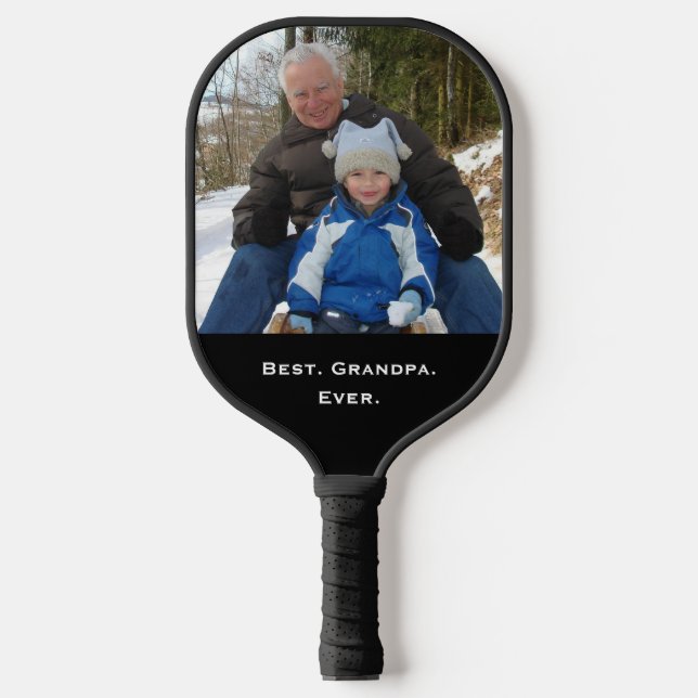 Fun Family Photo Typography Text Best Grandma Ever Pickleball Paddle (Front)