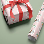 Fun Family Photos Christmas Postage Stamp Collage  Wrapping Paper<br><div class="desc">Unique and memorable personalised family photo Christmas wrapping paper sheets. Festive postage stamp-inspired design featuring our original hand-drawn Christmas postage stamp illustration of Santa Claus, Mrs. Claus, a plate of chocolate chip cookies, and a Christmas tree. Each stamp features a unique festive holiday scene with postage marks. Add your photo...</div>