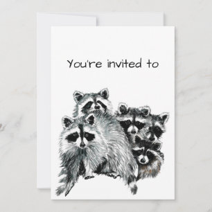 Fun Family Reunion Racoon Animal Family Art Invitation