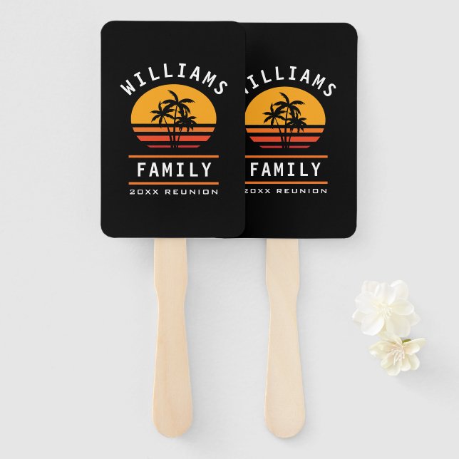 Fun Family Reunion Summer Vacation Tropical Beach Hand Fan (Front and Back)