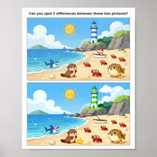 Fun Family Spot the Difference Poster – Kids Brain