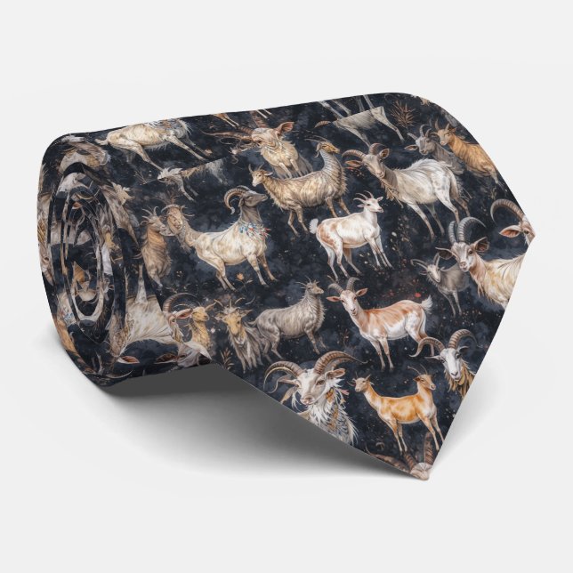 Fun Fantasy Goat Farm Animal  Tie (Rolled)