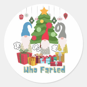 Fun Farting Christmas Elves Classic Round Sticker