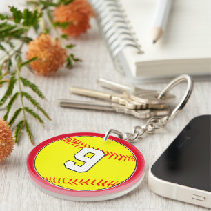 Fun Fastpitch Softball Player Number & Team Colour Key Ring