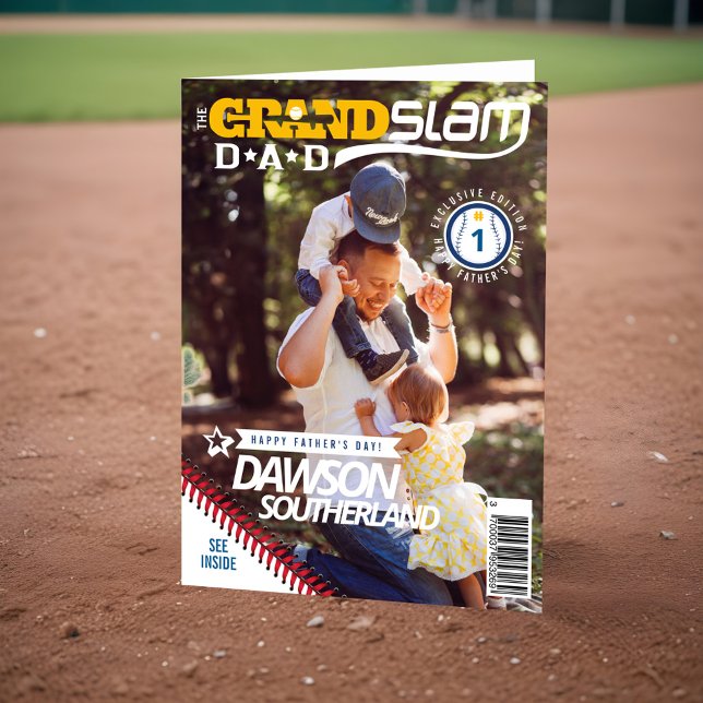 Fun Father's Day Baseball Lover Photo Magazine Card (Fun Father's Day Baseball Lover Photo Magazine Card)