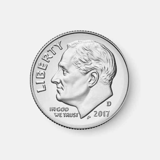 Fun Faux Dime Coin Refrigerator Magnet (Front)