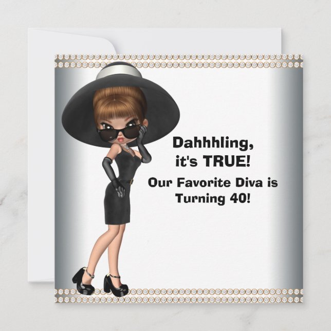Fun Favourite Diva Womans Any Number Birthday Part Invitation (Front)