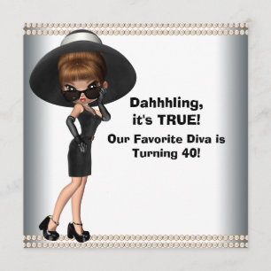 Fun Favourite Diva Womans Any Number Birthday Part Invitation