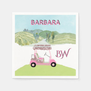 Fun Fem Golf Cart Scenic Custom Monogram Name Napkin
