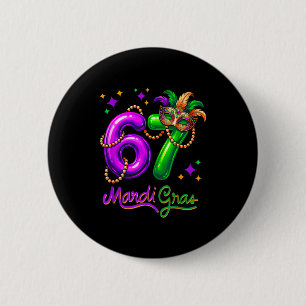 Fun Festive 67 Mardi Gras Party Balloons Beads Mas 6 Cm Round Badge