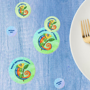 Fun Festive Birthday Lizard Bright Colours Leaf Confetti