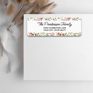 Fun Festive Botanical Berries Return Address Label