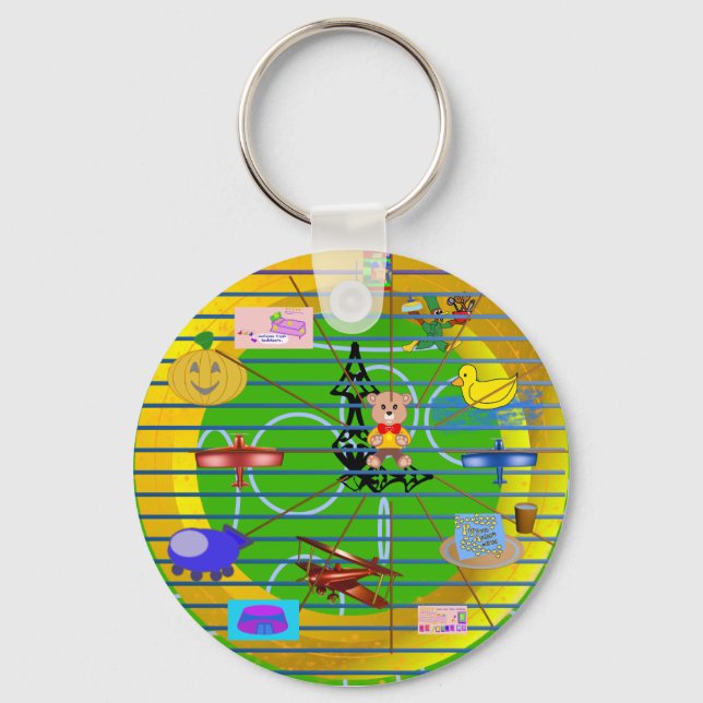 Fun Festive Cartoon Festival Key Ring (Front)