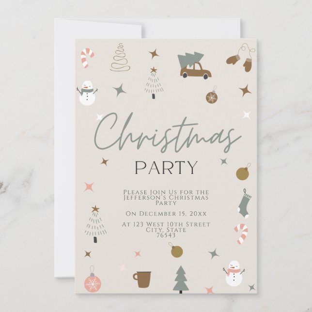 Fun Festive Christmas Party Invitation  (Front)