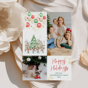 Fun Festive Christmas Tree Happy Holidays 2 Photo Holiday Card