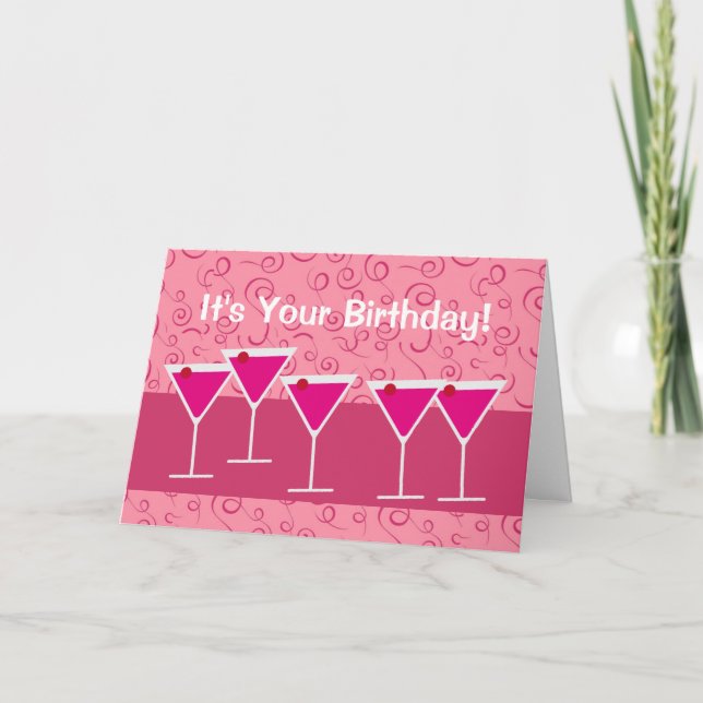 Fun Festive Cocktail Martini Glass Birthday Drinks Card (Front)