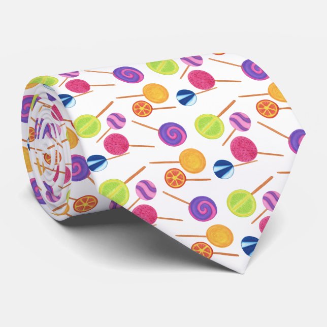 Fun Festive Collage Colourful Lollipops Neck Ties (Rolled)